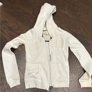 Abercrombie & Fitch unisex kids white full zip hoodie.  Size XL ( runs small)